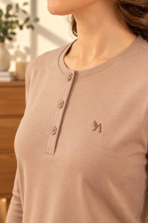 Arnetta Kadın Premium Modal Pamuklu Nakışlı Uzun Kollu Desenli Pijama Takım