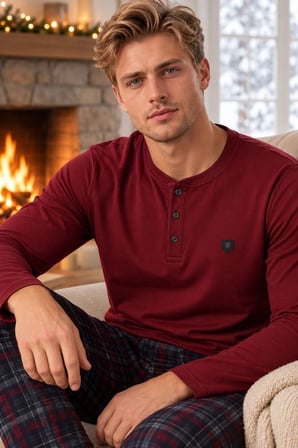 Gd Goldoremi Erkek Likralı Termal Rahat Kumaş Uzun Kollu Pijama Takımı