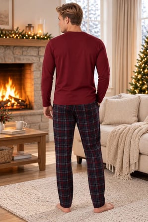 Gd Goldoremi Erkek Likralı Termal Rahat Kumaş Uzun Kollu Pijama Takımı