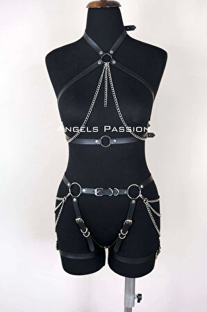 Deri Body Harness, Kadın Deri  Giyim - Brf1084