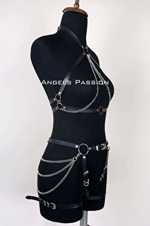 Deri Body Harness, Kadın Deri  Giyim - Brf1084