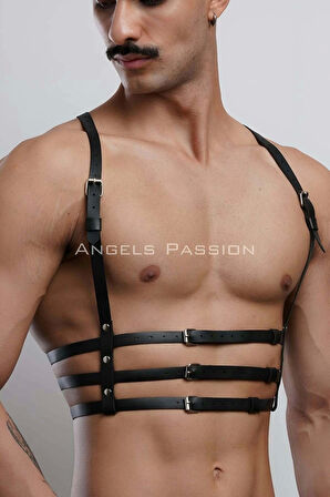 3 Sıralı Erkek Göğüs Harness, Şık T-shirt Üzeri Aksesuar - Brfm107