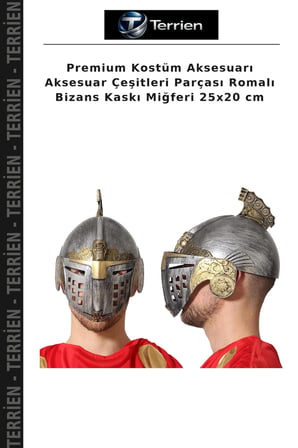 Premium Kostüm Aksesuarı Aksesuar Çeşitleri Parçası Romalı Bizans Kaskı Miğferi 25x20 cm