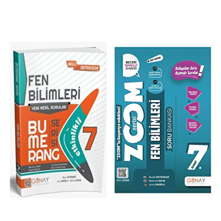 Günay Yayınları 7. Sınıf Fen Bilimleri Etkinlikli Bumerang Serisi ve Soru Bankası Seti 2 Kitap