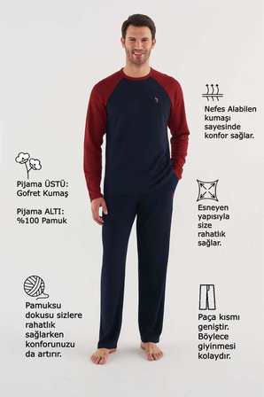 U.s Polo Assn 18633 Erkek Yuvarlak Yaka Uzun Kollu Pijama Takımı