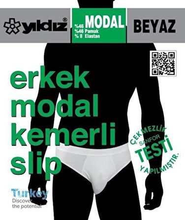 Yıldız 65 Erkek Beyaz Modal Kemerli Slip