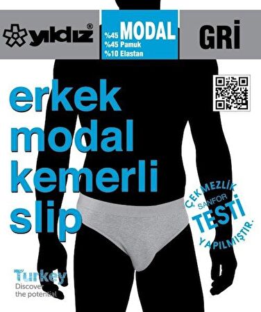 Yıldız 67 Erkek Gri Likralı Kemerli Slip