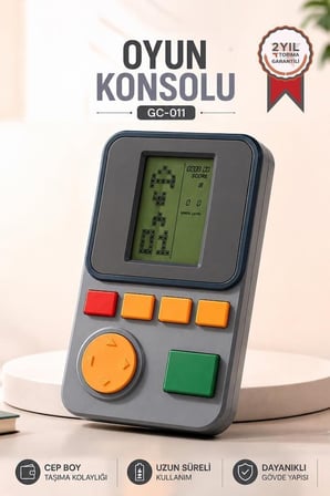 Premium Oyun Kolu Atari Joystick Tetris Gameboy GC011 Gri Arkadaş Grisiz Hediye