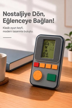 Premium Oyun Kolu Atari Joystick Tetris Gameboy GC011 Gri Arkadaş Grisiz Hediye
