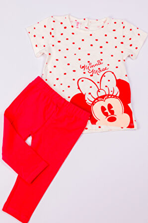 KIZ ÇOCUK TAKIM KAPRİ MİNNİE MOUSE BASKILI A73