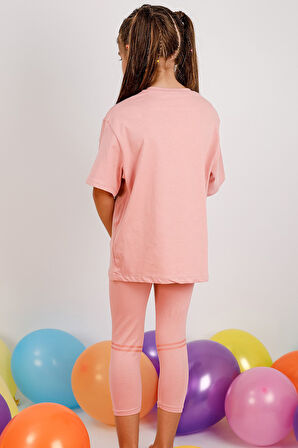 KIZ ÇOCUK TAKIM KAPRİ TAYTLI BASKILI OVERSİZE A84