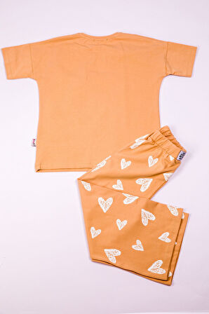 Kiz Çocuk Eşofman Takimi Kalp Baskili I?spanyol Paça B31