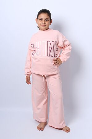 KIZ ÇOCUK EŞOFMAN TAKIMI KORDONLU BASKILI İSPANYOL PAÇA C37