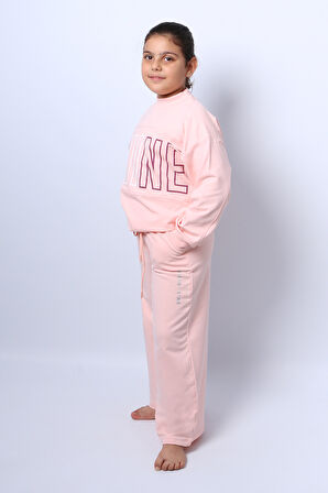 KIZ ÇOCUK EŞOFMAN TAKIMI KORDONLU BASKILI İSPANYOL PAÇA C37