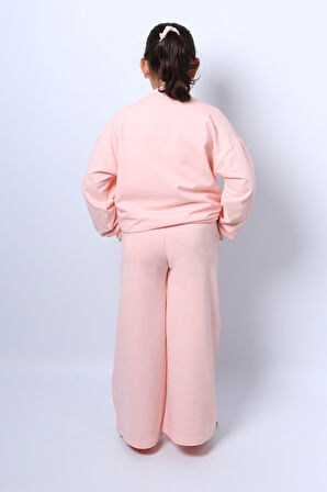 KIZ ÇOCUK EŞOFMAN TAKIMI KORDONLU BASKILI İSPANYOL PAÇA C37