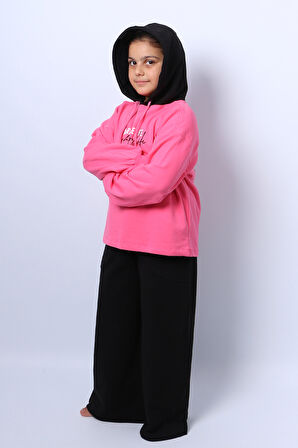 KIZ ÇOCUK KAPŞONLU EŞOFMAN TAKIMI BASKILI İSPANYOL PAÇA C36