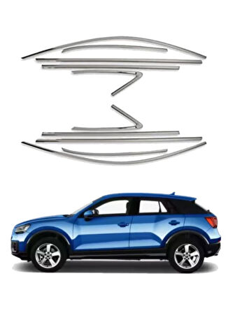 AUDI Q2 SUV Uyumlu Cam Çerçeve Seti Krom 10 Parça 2016 Ve Sonrası Modeller İçin