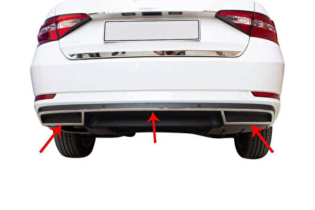 Egzoz Çerçevesi Ve Ara Çıta Krom 3 Parça Superb-3 B7 SD 2015 Ve Sonrası Modeller İçin