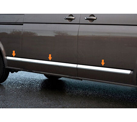 VW T5 Transporter Uyumlu Yan Kapı Çıtası Kısa Şase Krom 5 Parça 2003 - 2023 Arası Modeller İçin