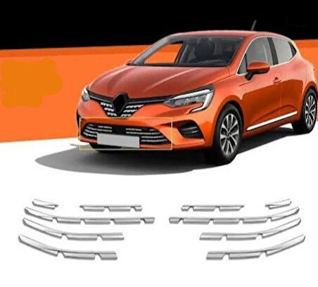 Ön Tampon Çıtaları Krom Extra Kalite 10 Parça Clio-5 HB 2019 Ve Sonrası Modeller İçin