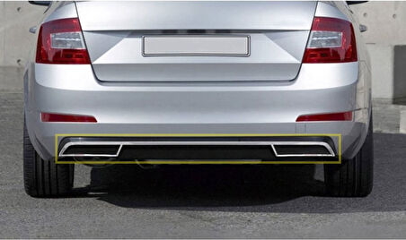 Egzos Çerçeveleri Ve Ara Çıta Krom Üst Kalite 3 Parça Octavia-3 A7 SD 2013 Ve Sonrası Modeller İçin