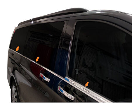 Cam Alt Çıta Krom Tek Sürgü Uzun Şase 8 Parça Vito W447 Van 2014 Ve Sonrası Modeller İçin