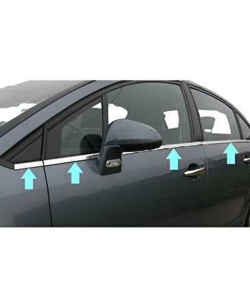 Citroen C4 Cam Çıtaları Krom 8 Parça HB 2005-2010 Arası Modeller İçin