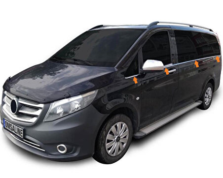 Cam Alt Çıta Krom Tek Sürgü Orta Şase 8 Parça Vito W447 Van 2014 Ve Sonrası Modeller İçin