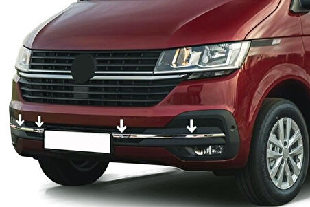 VW T6.1 Transporter Uyumlu Ön Tampon Çıtası Krom 4 Parça 2020 - 2023 Arası Modeller İçin