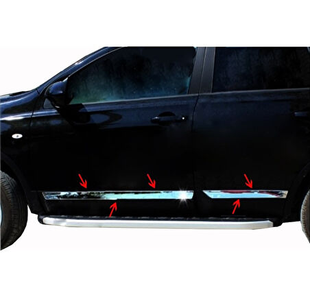 Yan Kapı Çıtası Krom 4 Parça Qashqai SUV 2007-2014 Arası Modeller İçin