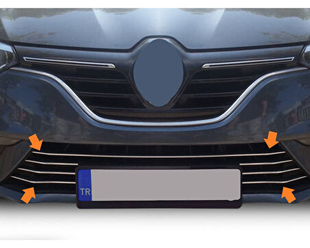 Ön Tampon Çıtası Krom 7 Parça Megane-4 SD 2016 Ve Sonrası Modeller İçin