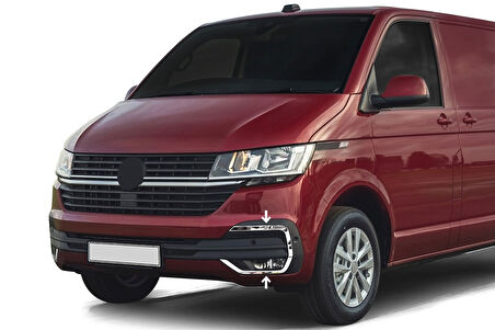VW T6.1 Transporter Uyumlu Sis Far Çıtası Alt Ve Üst Krom 4 Parça 2020 - 2023 Arası Modeller İçin