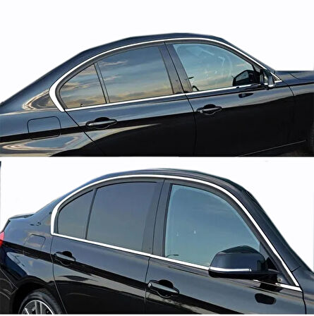 BMW 3 Serisi F30 SD Uyumlu Cam Çerçevesi Krom 8 Parça 2012 - 2019 Arası Modeller İçin
