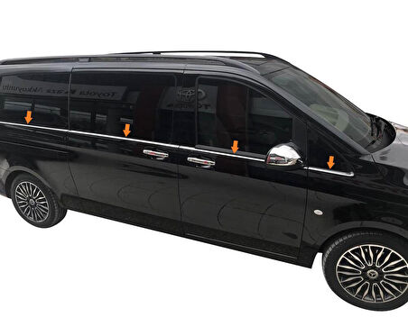 Cam Alt Çıta Krom Tek Sürgü Kısa Şase 8 Parça Vito W447 Van 2014 Ve Sonrası Modeller İçin