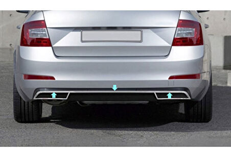 Egzoz Çıkış Ara Çıta Krom Octavia-3 A7 SD 2013 Ve Sonrası Modeller İçin