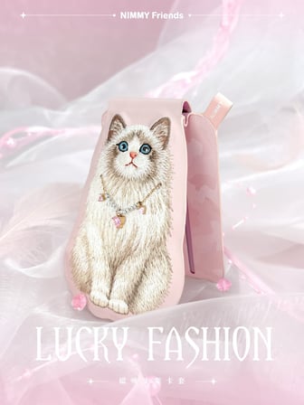 Özel Tasarım Nimmy MagSafe Stand Ve Kartlık Pink Ragdoll 3D Standlı Model Pembe Kapak Telefon Standı