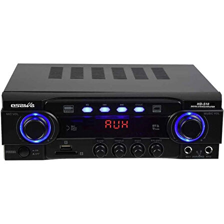 OSAWA HD-510 100 Watt Stereo 2x50 Watt Usb Bluetooth Aux 2 Mikrofon Girişli Amplifikatör