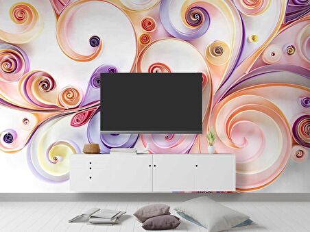 3 Boyutlu Kağıt Katlama Kabartma Görünümlü Duvar Kağıdı Baskı