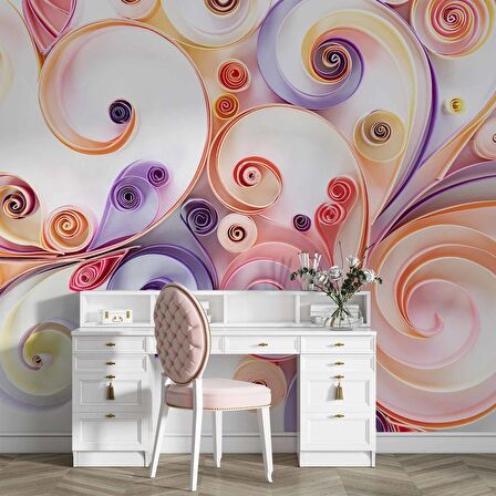 3 Boyutlu Kağıt Katlama Kabartma Görünümlü Duvar Kağıdı Baskı