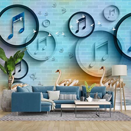 Müzik Nota Temalı Duvar Kağıdı Baskı