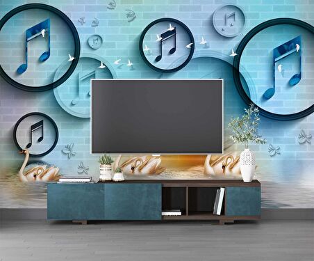 Müzik Nota Temalı Duvar Kağıdı Baskı