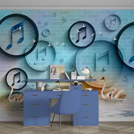 Müzik Nota Temalı Duvar Kağıdı Baskı