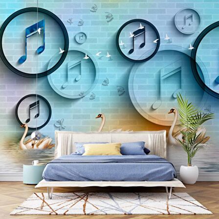 Müzik Nota Temalı Duvar Kağıdı Baskı