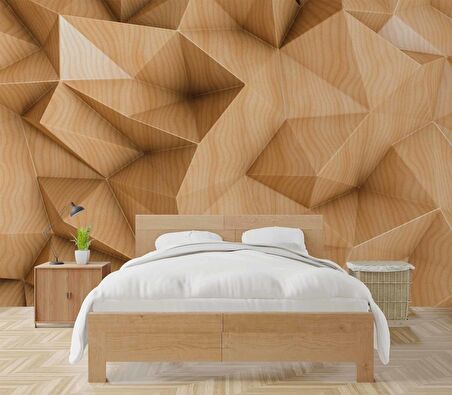 3 Boyutlu Ahşap Kabartma Duvar Kağıdı Baskı