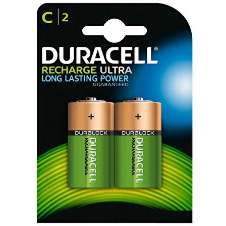 DURACELL C ORTA BOY 3000 MAH NI-MH ŞARJ EDİLEBİLİR 2Lİ PİL (HR14/DC1400) (4324)