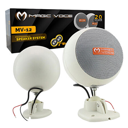 MAGICVOICE MV-12 7.5 CM 20 WATT BEYAZ SÜTUN SARKIK HOPARLÖR 2Lİ TAKIM TRAFOSUZ (4324)