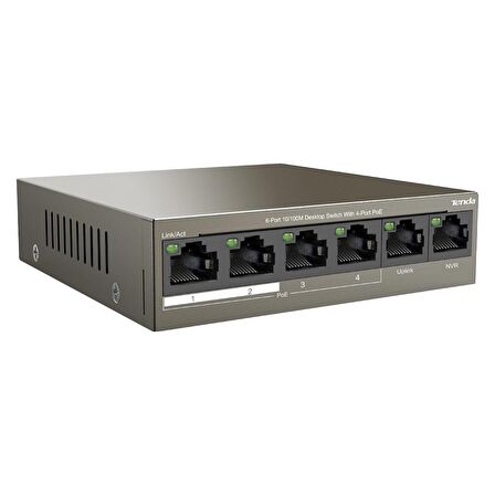 TENDA TEF1106P 2X UPLINK + 4 PORT POE ETHERNET SWITCH 63 WATT (4324)