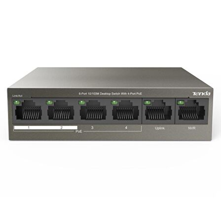 TENDA TEF1106P 2X UPLINK + 4 PORT POE ETHERNET SWITCH 63 WATT (4324)