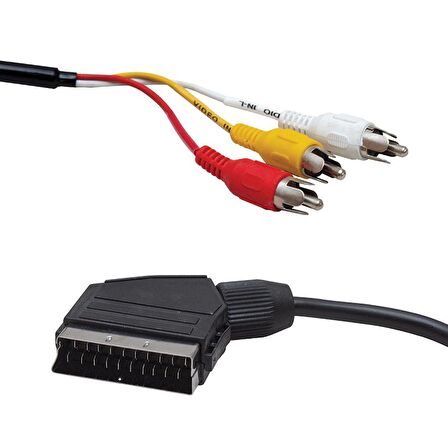 SCART 3 RCA KABLO 1.2 METRE 7 MM SİYAH * SCART TOS KABLO KUTULU (4324)