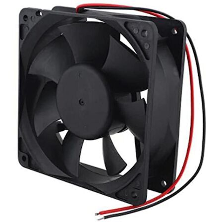 12X12 CM 12038HS 120X120X38MM 12 VOLT 0.25A  PLASTİK KASA FAN 2 KABLOLU SOKETLİ (4324)